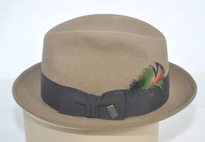 Dobbs Fifth Avenue Classic Carmody schmale Krempe Filz Fedora 7 1/8 Cornhill / hellbraun - Bild 1 von 8