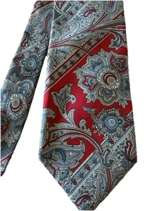 Christian Dior Krawatte Paisley Rot Silber Herren Seide Lux Krawatte, Designer ITALIEN Vintage - Bild 1 von 11