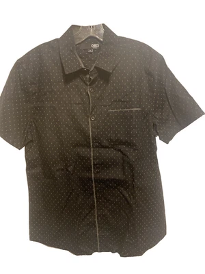 G by Guess Mens Navy Print Button Up short sleeve shirt Size Slim Medium NWOT - Image 1 of 4