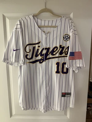 Camiseta deportiva a rayas de béisbol LSU Tigers NCAA talla L Nike Foto 1 de 4
