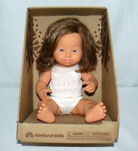 Miniland Dolls Girl Baby Doll Down Syndrome Teaching Diversity Blue Eyes 12"