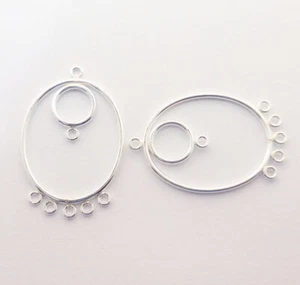 4 Pcs 44X29mm Chandelier Earring Finding Sterling Silver Plated Jewelry - Bild 1 von 3