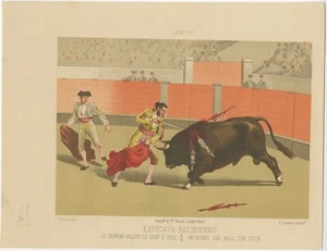 Antique Print of Bull Fighting in Spain - Picture 1 of 1