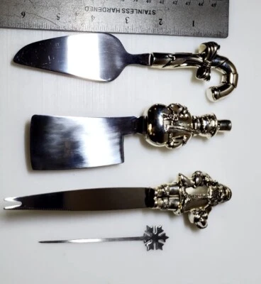 Wallace Silversmiths奶酪刀/挑选套装银盘和不锈钢  — 第 1/4 张图片