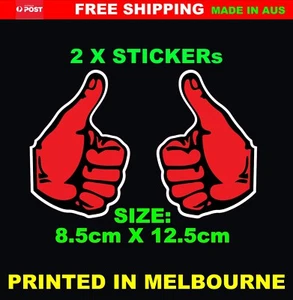 THUMBS UP Stickers RED, X 2 , Kenworth, Mack, Tow Truck,Ute, Bar ,Car - Picture 1 of 1