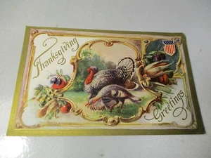 Thanksgiving Embossed Not Posted PC Postcard Turkeys Unc. - Picture 1 of 2