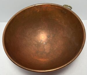 Vintage 8" Benjamin & Medwin Copper Mixing Bowl Brass Thumb Ring Rolled Edge