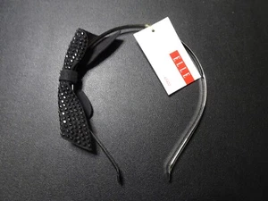 Elle 43420 Brand New Stylish Black Bow Headband with Sequins - Picture 1 of 2