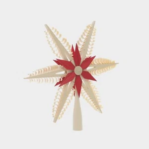 Baumspitze Christbaumspitze Mittig Stern Rot (Beidseitig) 24x24x2cm NEU Holz - Picture 1 of 2