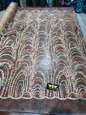 ROSE GOLD MULTI SHINY GLITTER WAVE DESIGN ON A BLACK MESH-PROM-SOLD BY THE YARD. - Image 1 of 4