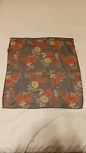 Vintage 18" Groovy 70s Flower Floral Geometric Silky Polyester Scarf - Picture 1 of 6