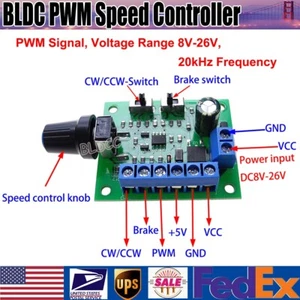 Brushless DC Motor BLDC Speed Controller 8V-26V High-Frequency 20kHz PWM Signal - Picture 1 of 7