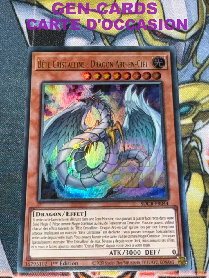 CARTE Yu Gi Oh BETE CRISTALLINE : DRAGON ARC-EN-CIEL SDCB-FR044 1ère éd - Photo 1/1