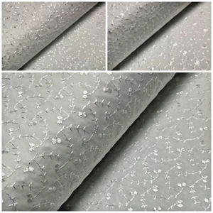 White Floral broderie analgise summer light dress fabric sewing M1660 - Picture 1 of 20