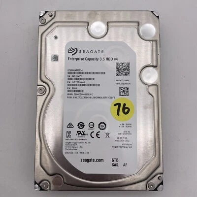 Seagate 6TB ST6000NM0034 SAS 3.5in HDD (76% Health) - Image 1 of 2