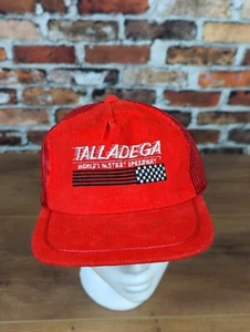 Vintage 90s Talladega Superspeedway NASCAR Corduroy Trucker Hat Snapback - Picture 1 of 6