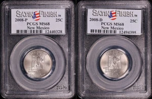 2008-P & D New Mexico State Quarter Satin Finish 2 Coin Set PCGS MS-68 - Picture 1 of 2