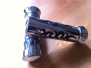 BICYCLE CUSTOM BLOCK GRIPS TATOO BLACK/CHROME BEACH CRUISER CHOPPER LOWRIDER  - Picture 1 of 2