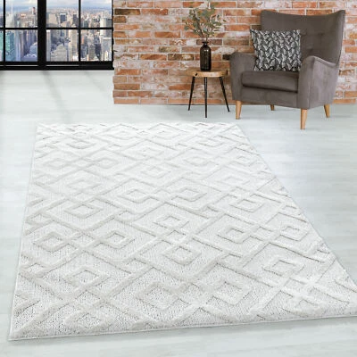 Kurzflor Design Teppich Looped Flor Kreuz Labyrinth Muster - Bild 1 von 4