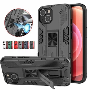 For iPhone 13 12 11 Pro Max XS XR 8 7 6 Magnetic Kickstand Armor Shockproof Case - Picture 1 of 16
