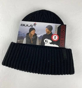 Paquete de 2 Gorros Bula Merino Mezcla de Lana Polartec Negro/Gris Talla Única Nuevo - Imagen 1 de 4