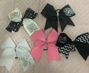 5 Big CHEER Competition Hair Bows 7-8 Inch - Picture 1 of 12