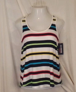 CHAPS Medium Shirt Womens Tank Top Sleeveless Striped NEW - Picture 1 of 3