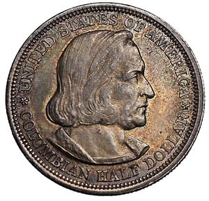 1893 COLUMBIAN EXPOSITION HALF DOLLAR AU SILBER GEDENKMÜNZE - KOSTENLOSER US-VERSAND!!! - Bild 1 von 2