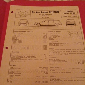 Fiche technique automobile CITROEN Break I D 20 2.0 11cv Lea rta 6pages - Imagen 1 de 4