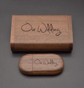 Free Custom Wedding Special Memories LOGO Walnut wood USB flash drive + Gift box - Picture 1 of 6