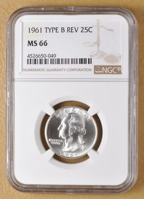 1961 P Washington Quarter 'Type B Reverse' NGC MS66 - Image 1 of 2