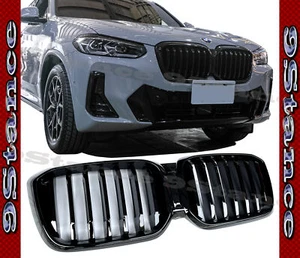 FIT ON 2022+ G01 X3 G02 X4 FACELIFT PIANO BLACK SINGLE SLANT FRONT KIDNEY GRILLE - Picture 1 of 3