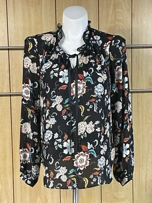 Blusa para mujer Kenar con estampado floral y corbata en el cuello talla grande Foto 1 de 4