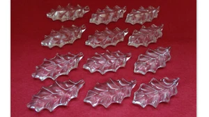 12 PORTE COUTEAUX EN CRISTAL FORME FEUILLE DE CHENE  NON SIGNE - Imagen 1 de 2