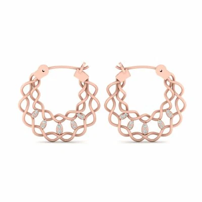 Rose Gold Entwined Wedding Earrings Simulated Diamond Intertwined Hoop Earrings  - Image 1 of 4