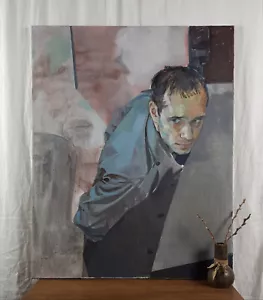 Retrato masculino, autorretrato, pintura acrílica original, artista ucraniano Lukin - Imagen 1 de 10