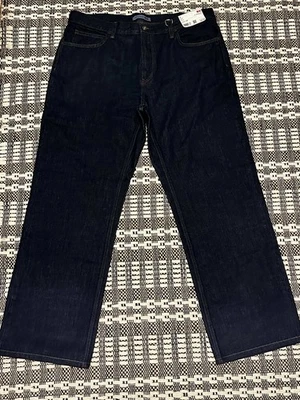 Jeans jeans JW Anderson x Uniqlo masculino 68 azul clássico perna reta algodão 36x31 - Imagem 1 de 4