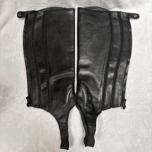 Ariat Crowne Half Chaps Black Leather Adult Size Large Tall Washable Zip - Picture 1 of 5