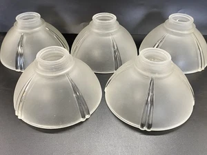 ART DECO CHANDELIER SLIP SHADES Clear frosted Glass set of 5 - Picture 1 of 11