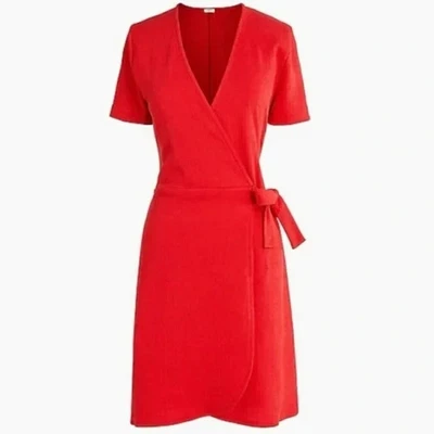J Crew текстурированный трикотажа надежном платье женщин XS яркий Cerise красный стороне галстук эластичной мини - Изображение 1 из 4