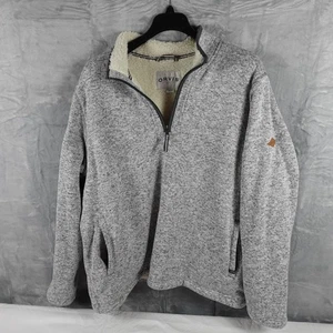Orvis Quarter Zip Pullover Sweater Mens 2XL Gray Sherpa Fleece Lined Jacket - Picture 1 of 5