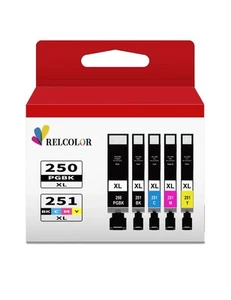 5pk Ink Cartridge For Canon PGI-250XL CLI-251XL Pixma MG5420 MG5520 MX722 MX922 - Picture 1 of 5