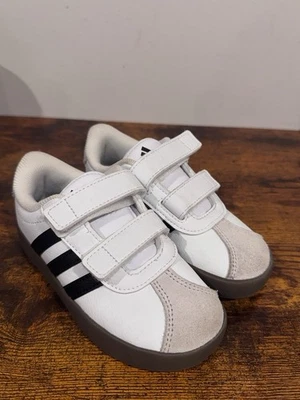 Adidas Kids 8.5K VI Court 3.0 Hook & Loop Black/White Sneakers - Image 1 of 4