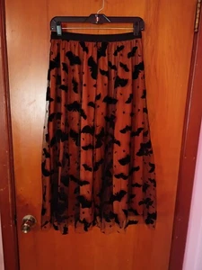 CHICWISH Orange and Black Bat Skirt--FIts Waist 26-40"--Midi/Maxi Length - Picture 1 of 7