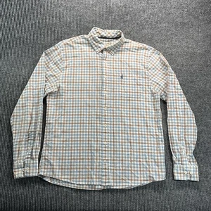 Johnnie-O Hangin Out Shirt Mens Large Blue Brown Plaid Button Down Cotton - Picture 1 of 16