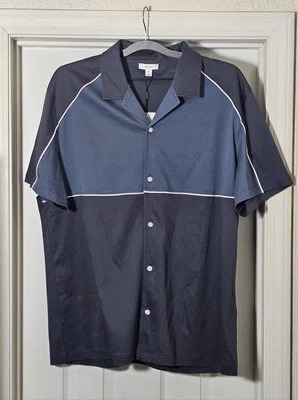 Camisa de manga corta con botones Reiss para hombre talla XXL 2XL azul cuello preppy algodón Foto 1 de 4