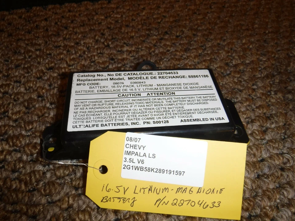 2007-2011 CHEVROLET IMPALA 3.5L COMMUNICATION MODULE BATTERY OEM 22704633 - Image 1 of 1