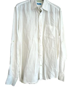 TOSCANA 100% LEINEN HEMD HERREN L WEISS KNOPFLEISTE KREMPELRIEGEL LANGARM COASTAL - Bild 1 von 20