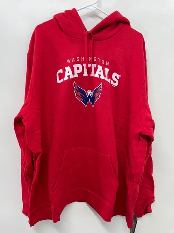 Fanatics Men's 4XL Capitals Team Lockup Fitted Pullover Hoodie Red NHL Sweater Cover