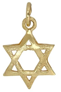 Jewish 14k Gold Star of David Pendant Textured & Smooth 1.10g - 20mmH x 12mm #43 - Picture 1 of 1